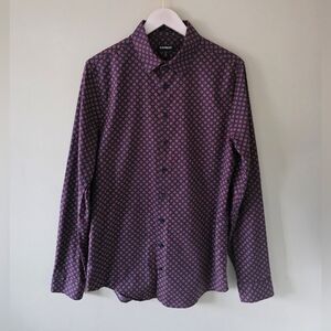 NWOT Express M Modern Academia Retro Eclectic Office Slim Fit Dress Shirt